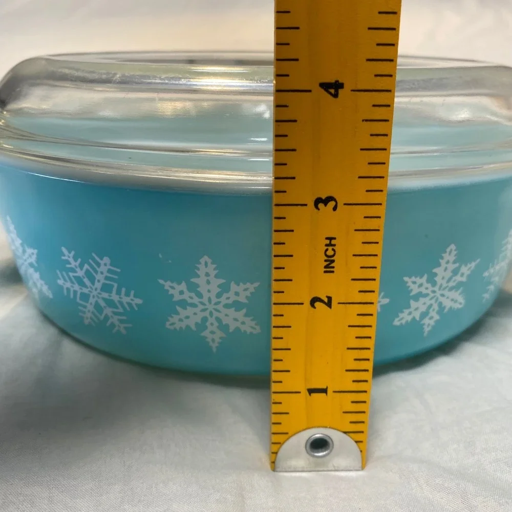 Vintage Pyrex 043 Snowflake Blue 1.5 Qt Casserole Dish w/ 943-C Lid USA